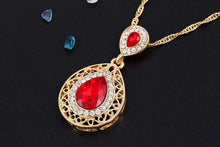 We Sell Fashion Women's Costume Jewelry Red Necklace w Faux Gold Trim w Matching Earrings