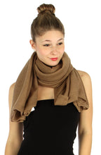 Women's Soft Warm Solid Brown Infinity Scarf Kimono Wrap - Ruffle Shrug