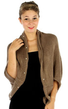 Women's Fur Point Diamond Pattern Shrug in Brown with Fringe - Wrap Cover Up