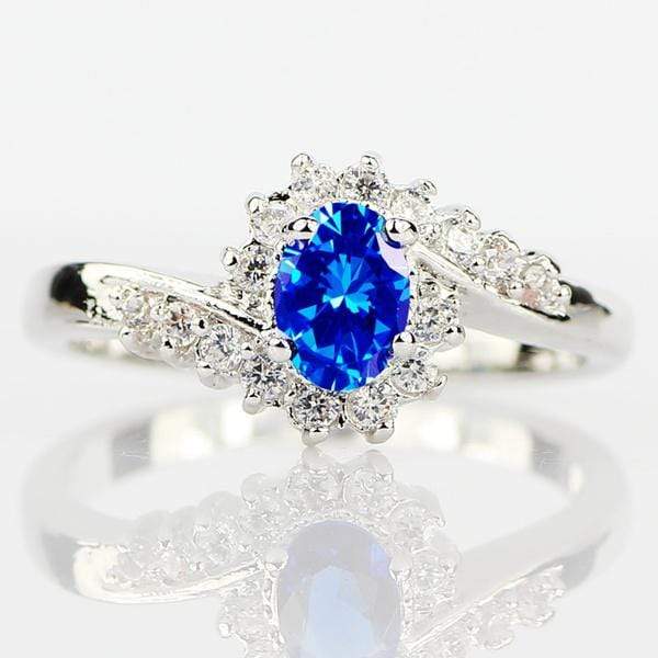 Wish Exquisite 925 Sterling Silver Natural Sapphire Gemstones Opal Birthstone Ring