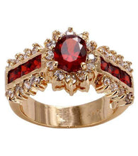 Wish Rings Fashion Women's Wedding Size 8 Ruby & CZ 18K Yellow Gold Filled Ring