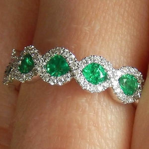 Wish Rings Women's Infinity Criss Cross Emerald & Cubic Zirconia Ring in Sterling Silver - Size 7